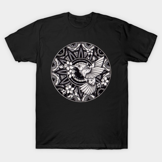 Humming Bird Mandala T-Shirt by Litedawn